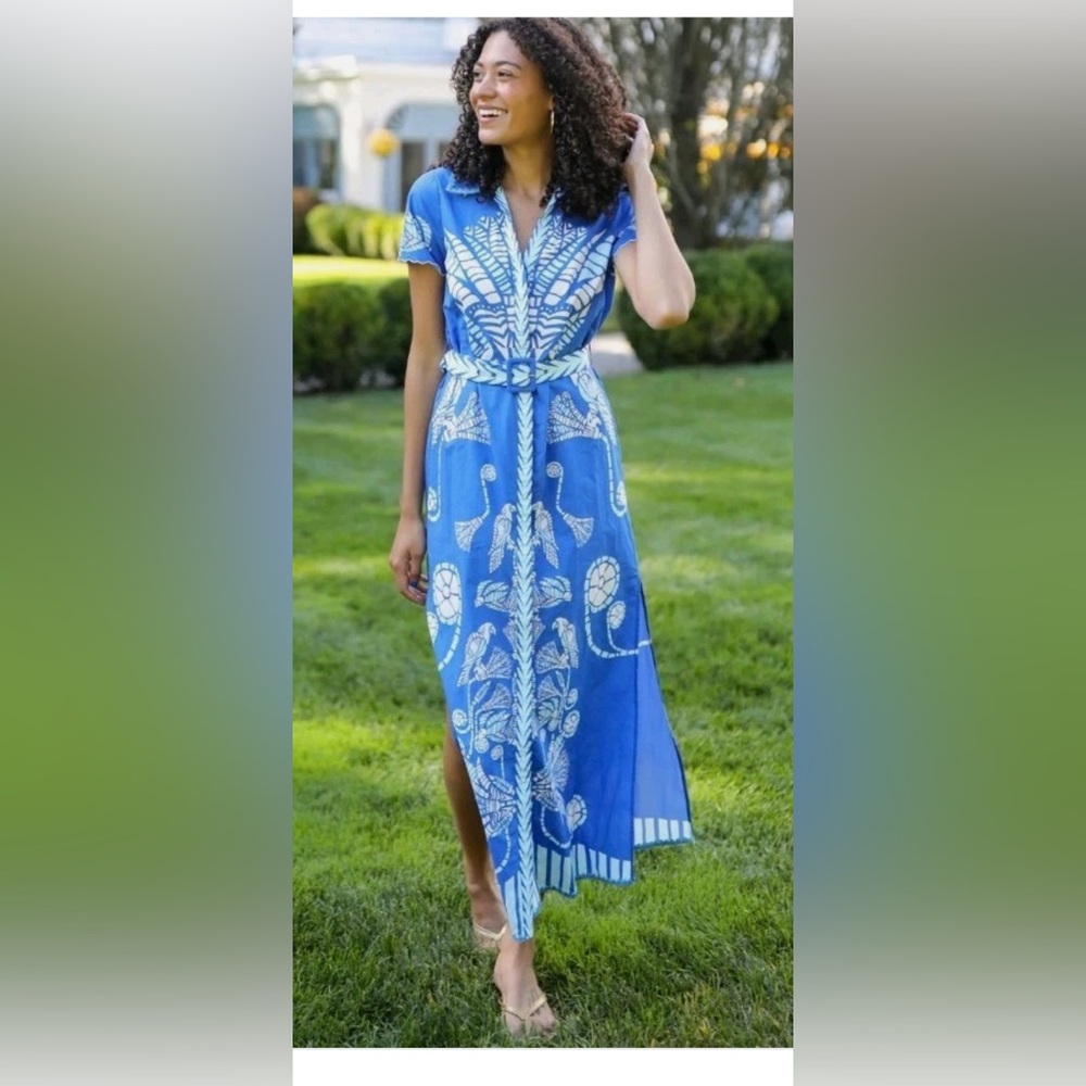 CK Bradley - Blue Printed Midi Shirt Dress with Belt